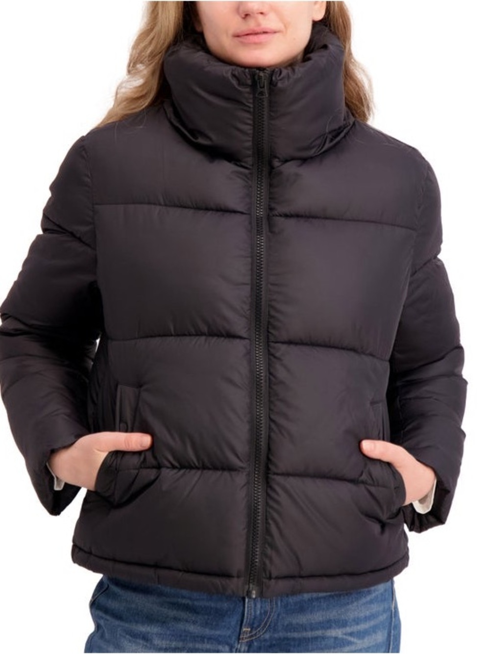 HUDSON Women's Short Puffer Jacket, Black  (L, XL)